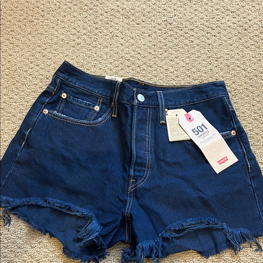 Levi's Blue Jean Shorts Classic Distressed Style